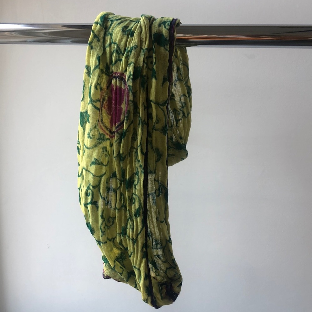 Green floral Free People twist scarf